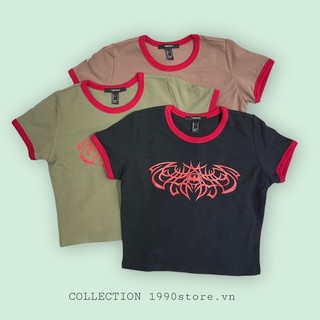 Áo thun cotton dầy dặn viền đỏ vnxk
