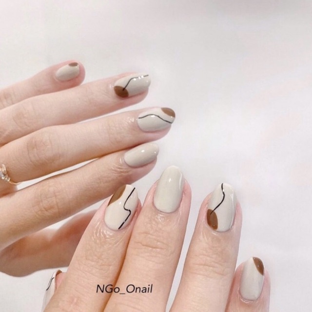 Nailbox Hely.dang - Móng tay giả, úp be sữa mix nâu