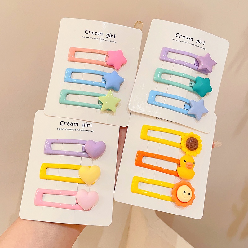 Set 3 Kẹp Tóc Nhiều Màu Sắc Cho Bé Gái