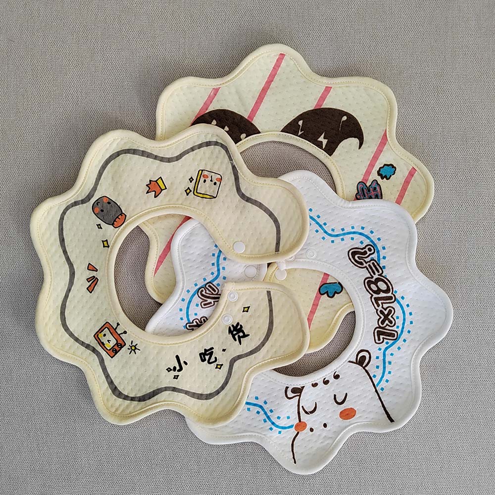 Set 3 Yếm Ăn Cổ Tròn Chống Nước In Hình Hoạt Hình Dễ Thương Cho Bé