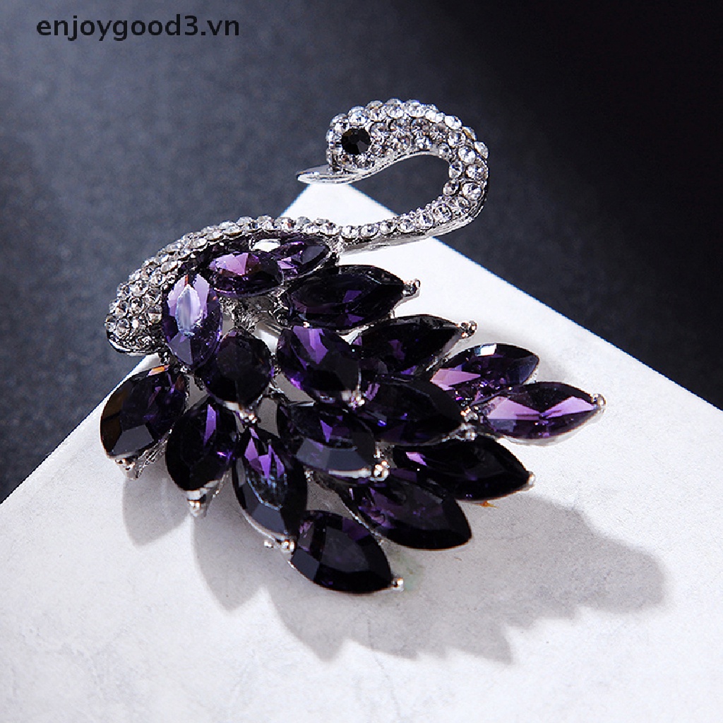 Ghim Cài Áo Hình Thiên Nga Đính Đá Zircon Kiểu Vintage Cho Nữ