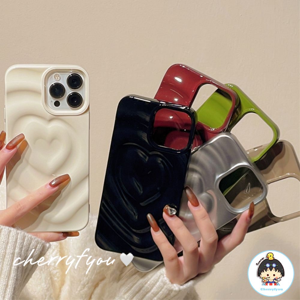 Ốp Điện Thoại IMD Mềm Chống Sốc Màu Trơn Họa Tiết Trái Tim Cho IPhone 11 12 13 14 Pro Max