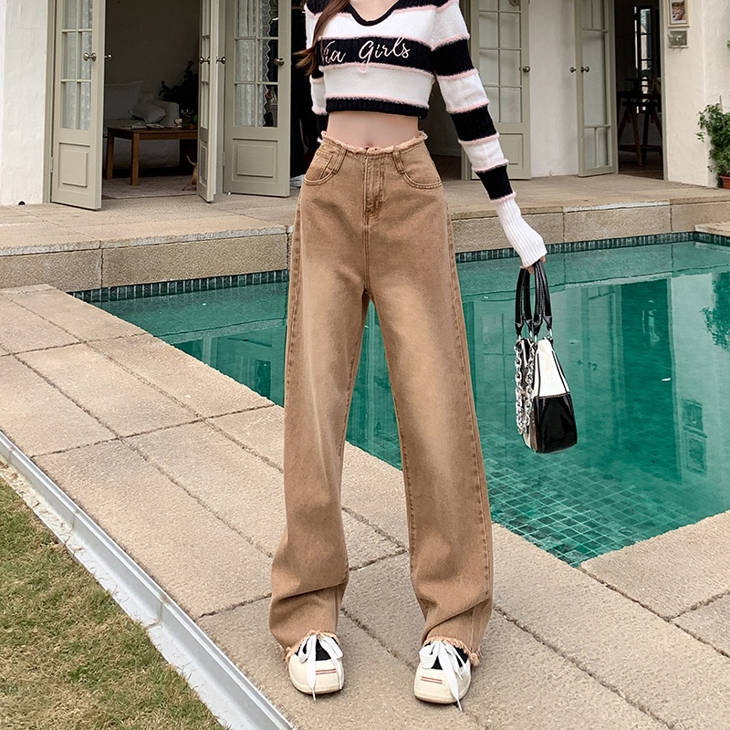 Quần Jeans Nữ Lưng Cao Ống Rộng Thời Trang Hàn Quốc