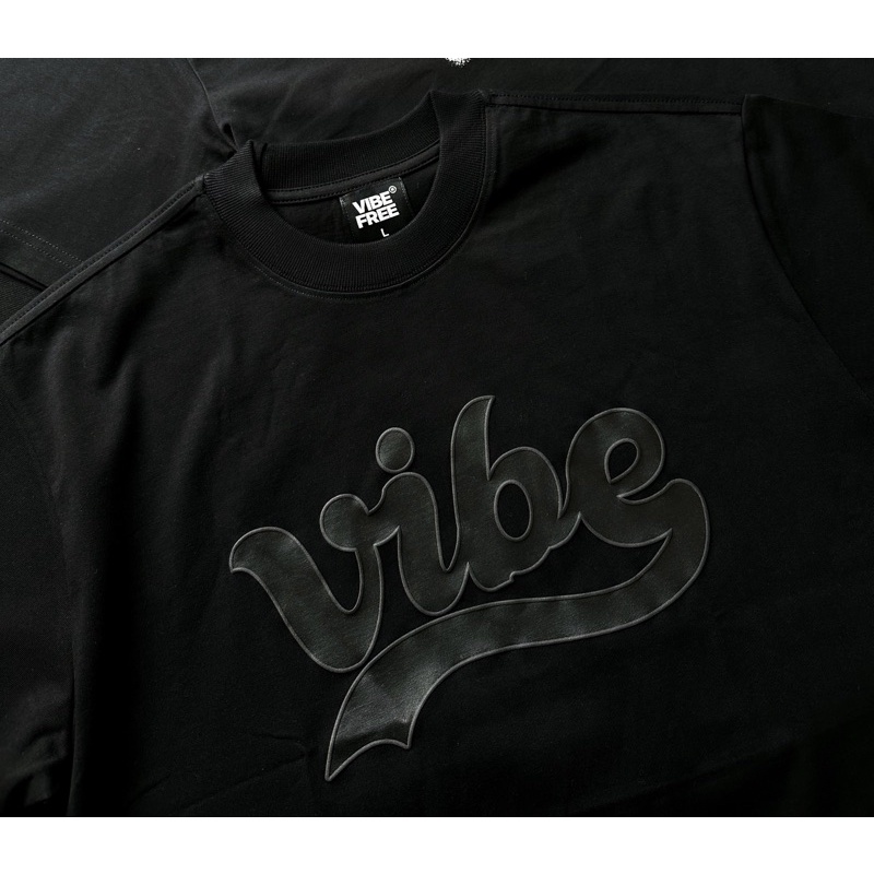 Áo Thun logo 3D VIBE FREE viền in nổi cotton 100% dày dặn cao cấp