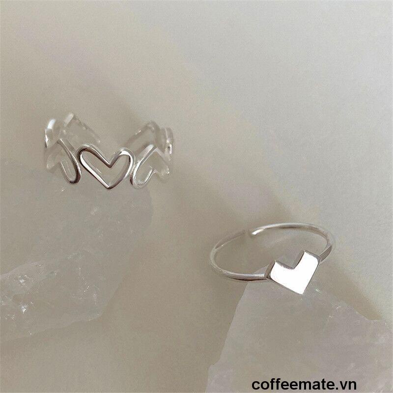 Set 2 Nhẫn Thiết Kế Đơn Giản Thời Trang Tinh Tế Cho Nữ