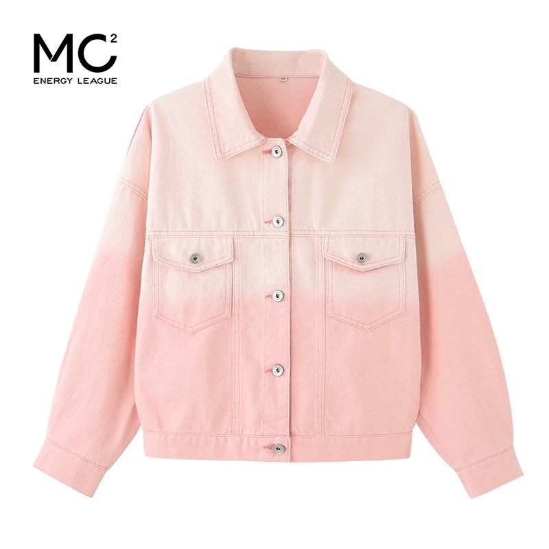 (HÌNH CHỤP THẬT ) Khoát jean hồng loang 2 màu đối nhau hàng hiệu chính hãng MC2 . Khoát jean BigSize form to màu đẹp