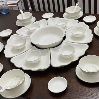 Bộ bát đĩa hoa mặt trời - bộ bát đĩa thờ viền vàng 37 chi tiết minh châu.