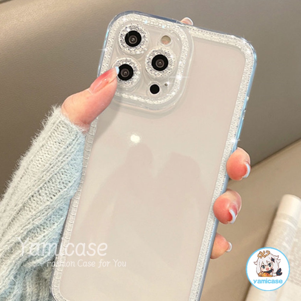 Ốp Điện Thoại TPU Mềm Trong Suốt Lấp Lánh Viền Kim Tuyến Chống Nước Chống Bụi Cho Iphone 7Plus 8Plus XR X XS 11 12 13 14 Pro Max
