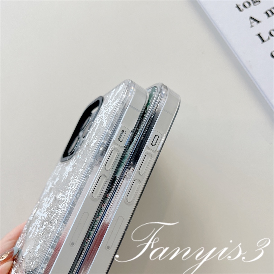Ốp Điện Thoại Acrylic Mềm Trong Suốt Phối Kim Tuyến Nước Hình Bông Tuyết Cho iPhone 14 13 12 11 Pro Max Plus