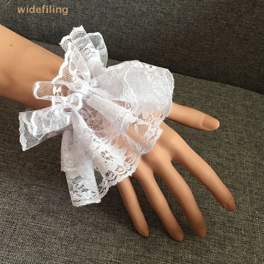 Găng Tay Ren Hoa Co Giãn Màu Đen Phong Cách Lolita