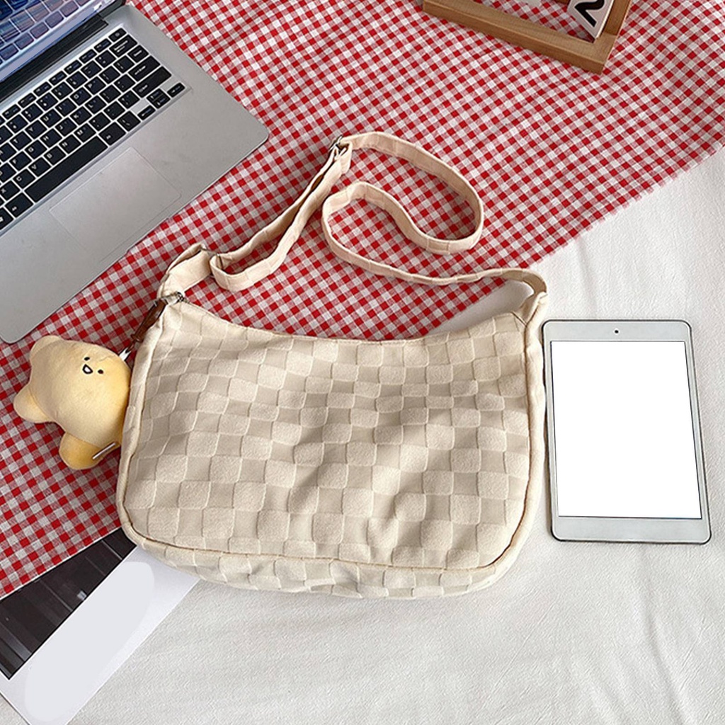 Có thể bán buôn Phụ Nữ Túi Đeo Vai Màu Chặn Cotton Thời Trang Di Động Chiều Dài Có Thể Điều Chỉnh Công Suất Lớn Ilikebag Hàng giao ngay