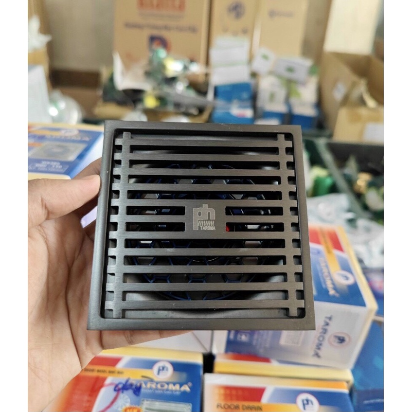 Phễu thoát sàn, hố ga thoát nước inox 304 đúc Vuông phủ Nano Xám