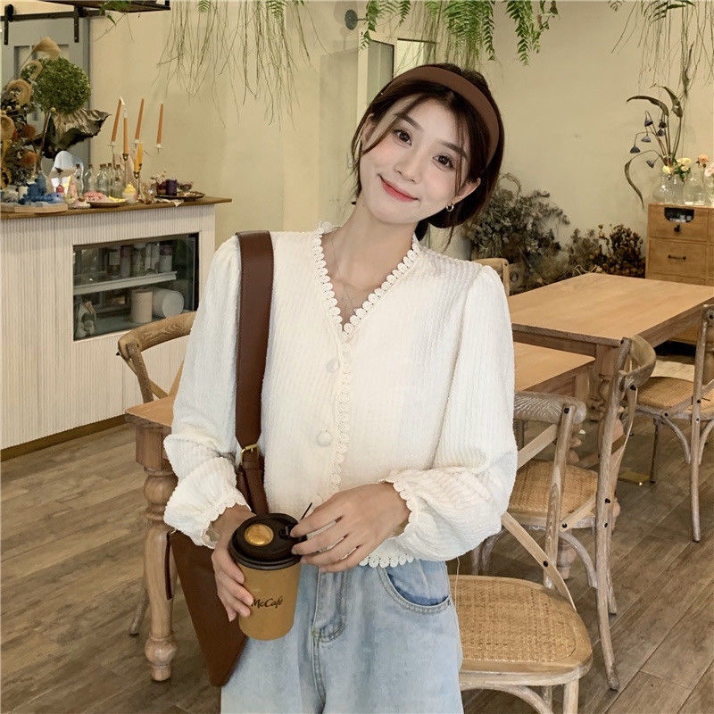 Áo Cardigan Cổ Chữ V Tay Dài Màu Trơn Thời Trang Mùa Thu 2022 Mới Mẻ Cho Nữ