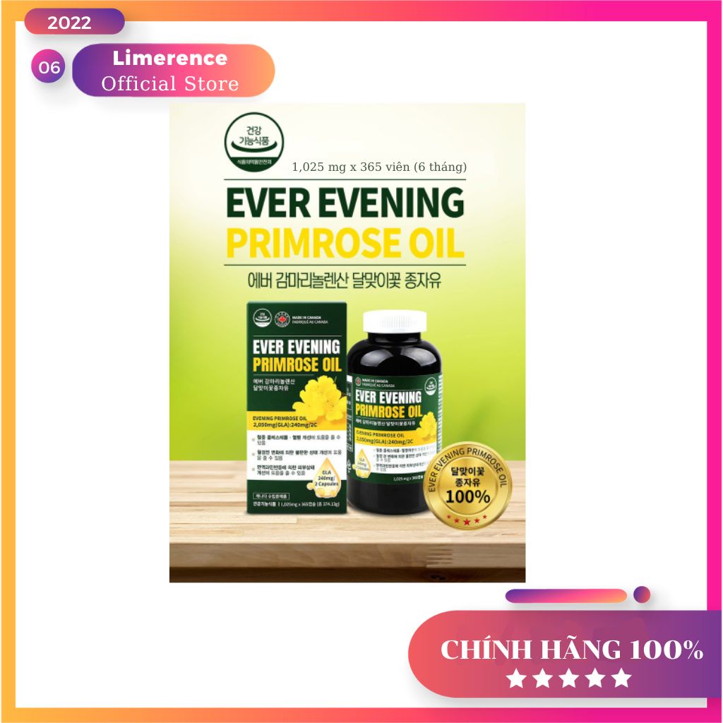 (Tặng kèm ủ môi Laneige) Tinh Dầu Hoa Anh Thảo Ever Evening Primrose Oil cao cấp Hàn Quốc - Hộp 365 viên