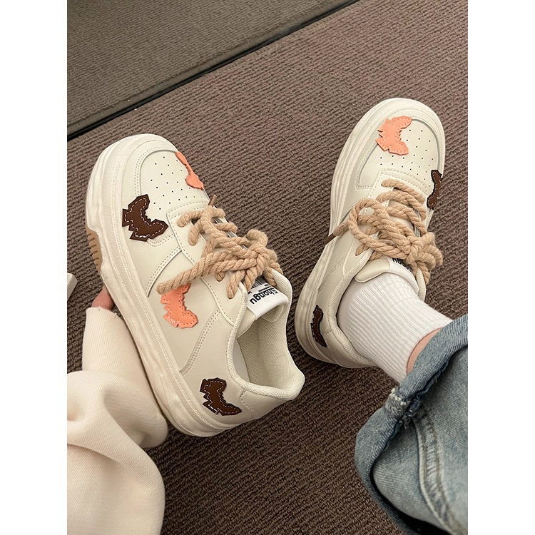 PunkyRabbit Giày Mềm Lớp Lót Bên Trong Mũi Tròn Cove Cao Su PU Thoáng Khí Thoải Mái Phong Cách Thời Trang Đế Cho Bé Gái