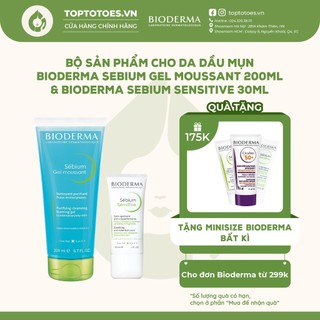 Bộ sản phẩm cho da dầu mụn Bioderma Sebium Gel Moussant 200ML & Bioderma Sebium Sensitive [NHẬP KHẨU CHÍNH HÃNG 100%]