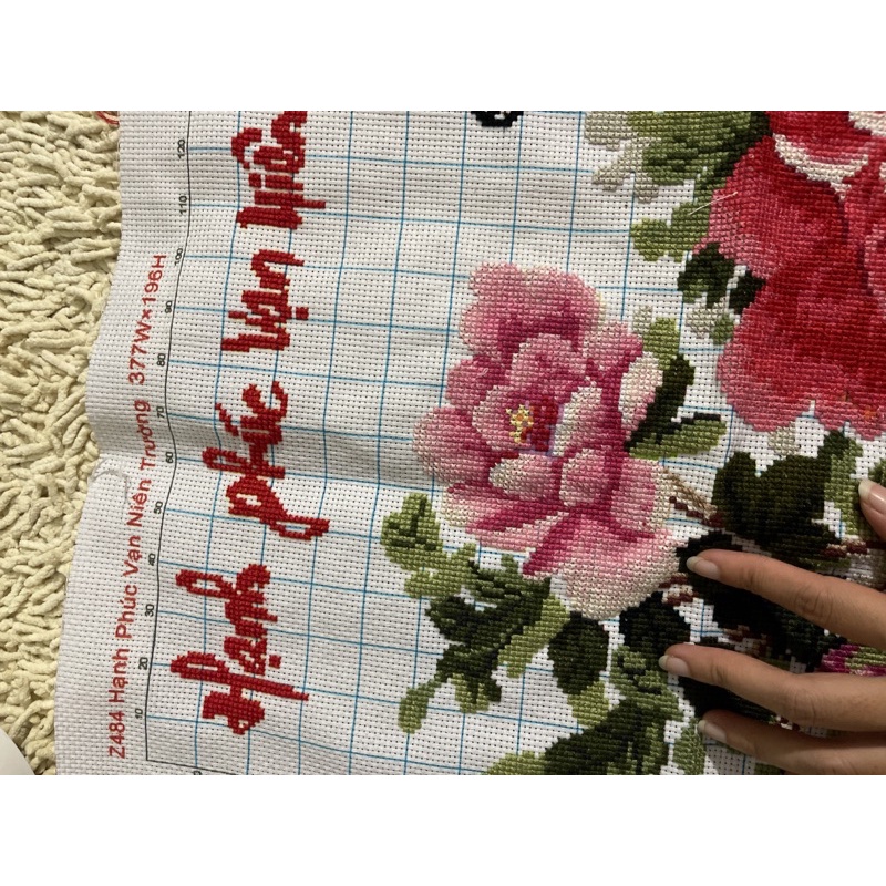 Thanh Lý Tranh Thêu Chữ Thập Thành Phẩm Hình Hoa Mẫu Đơn