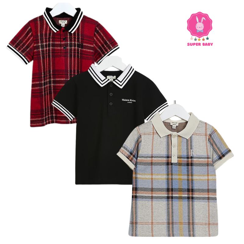 Áo Polo cho bé trai hàng xuất dư vải hãng River Island, áo cho bé chất cotton cao cấp từ 9-25kg Super Baby 2022
