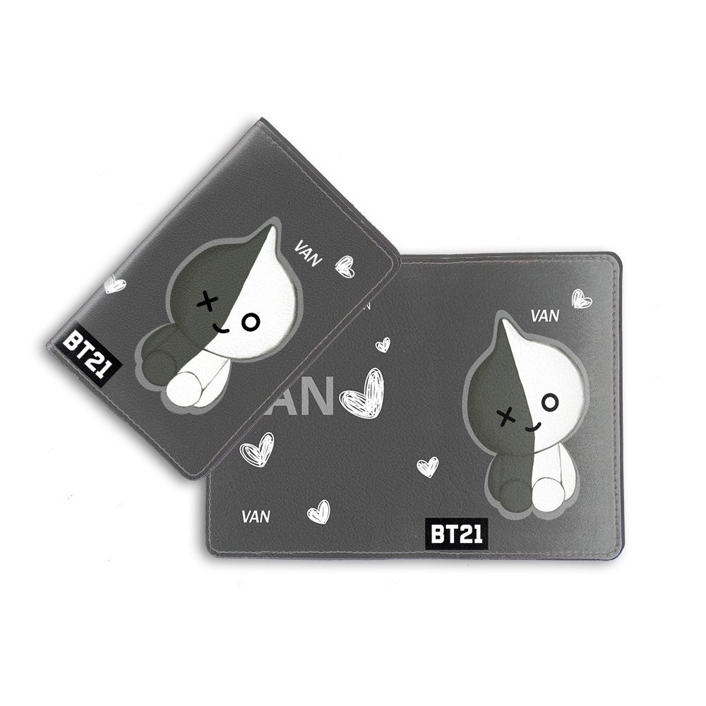 Bao da passport/hộ chiếu cao cấp in hình Chibi BT21 BTS Siêu cute