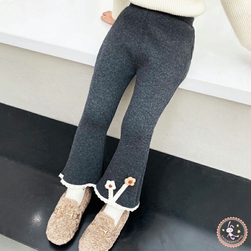 Quần Legging Phối Ren Hoa Xinh Xắn Theo Phong Cách Hàn Quốc Dành Cho Bé Gái