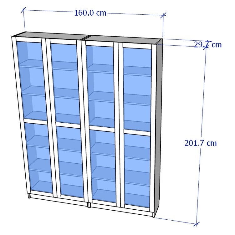 JELLY, COMBO bộ 2 Kệ sách 6 tầng cửa kính SHE_059, 160x30x202cm, kệ gỗ Scandi Home