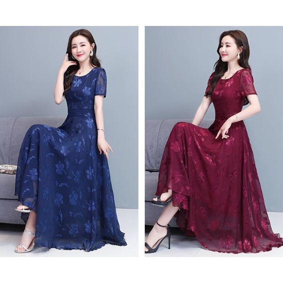 😍ĐẦM VOAN LỤA HOA THÊU 2 LỚP 2 MÀU CỰC TÔN DA dành cho nữ 30-55 tuổi😍