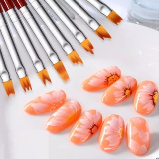 Bộ cọ vẽ móng tay nail 8 cây , Cọ vẽ hoa cúc trang trí móng nail sét cao cấp