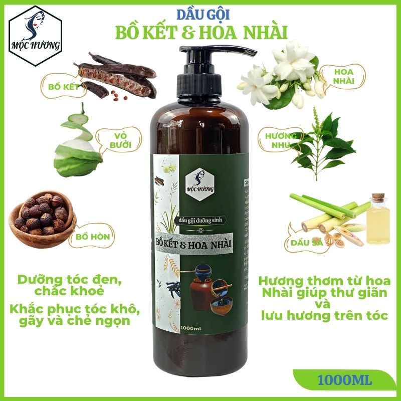 Dầu gội BỒ KẾT HOA NHÀI Mộc Hương-Giảm khô gãy, chẻ ngọn, lưu hương nhẹ nhàng