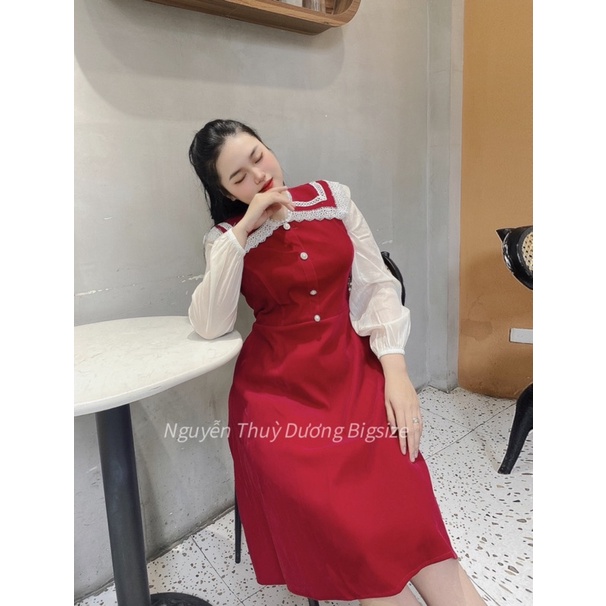 Bigsize 60-90kg váy nhung phối ren siêu xinh