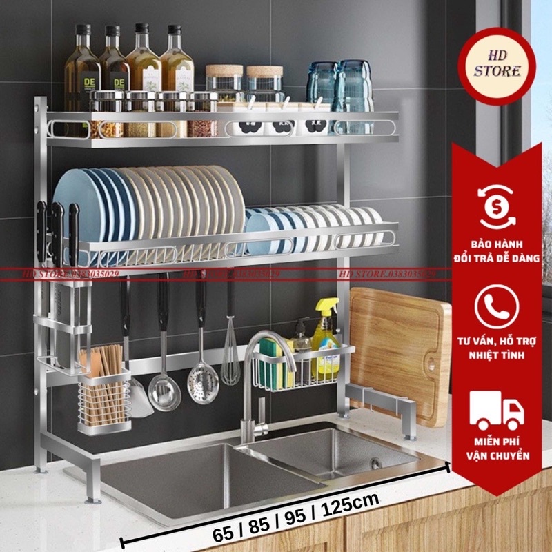 Kệ úp bát trên bồn rửa đa năng. ilox 304 k rỉ, full size từ 66cm - 126cm