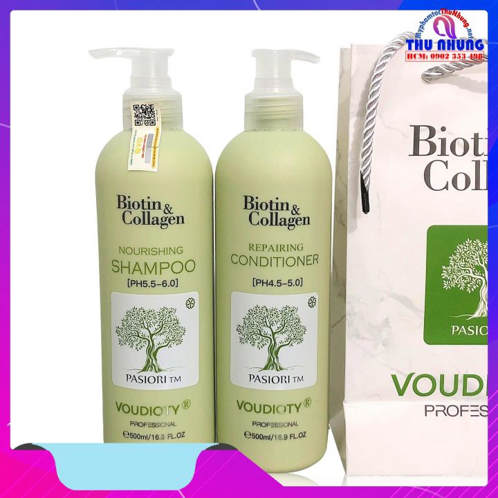 BỘ DẦU GỘI XẢ VOUDIOTY BIOTIN COLLAGEN XANH RÊU CHO TÓC DẦU 2021