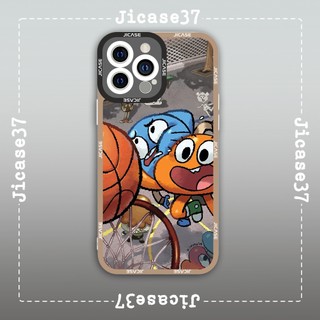 Ốp lưng iphone và samsung xiaomi oppo cạnh vuông Jicase Gumball And Darwin Bóng Rổ Hoạt Hình 