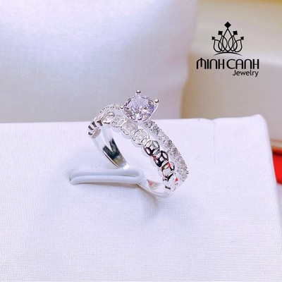 Nhẫn Bạc Nữ Kim Tiền Đá Kép Minh Canh Jewelry