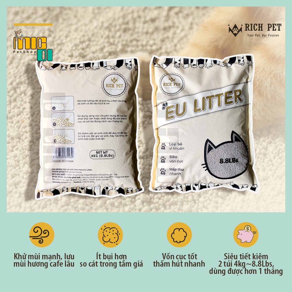 Cát vệ sinh cho mèo EU LITTER siêu tiết kiệm  - Micoi
