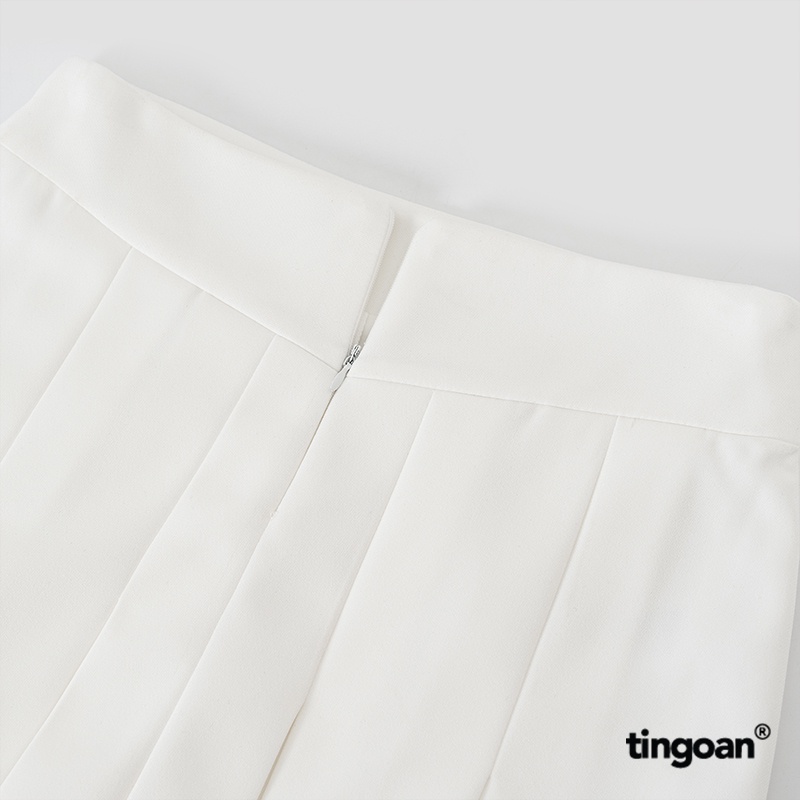 TINGOAN® - Chân váy trắng cạp thường vạt xếp ly SAD MOOD SKIRT/WH
