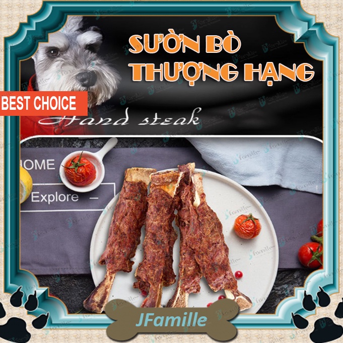 Treat Thưởng Sạch Răng Miệng JFamille, Sườn Bò Nướng Thượng Hạng, Bổ Sung Protein Tăng Cơ Bắp. JF210