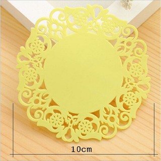 COMBO 10 LÓT LY HOA VĂN KT 9CM, Lót Ly in Hoa Văn trơn sillicon / Đế lót ly chống trơn trượt hình tròn