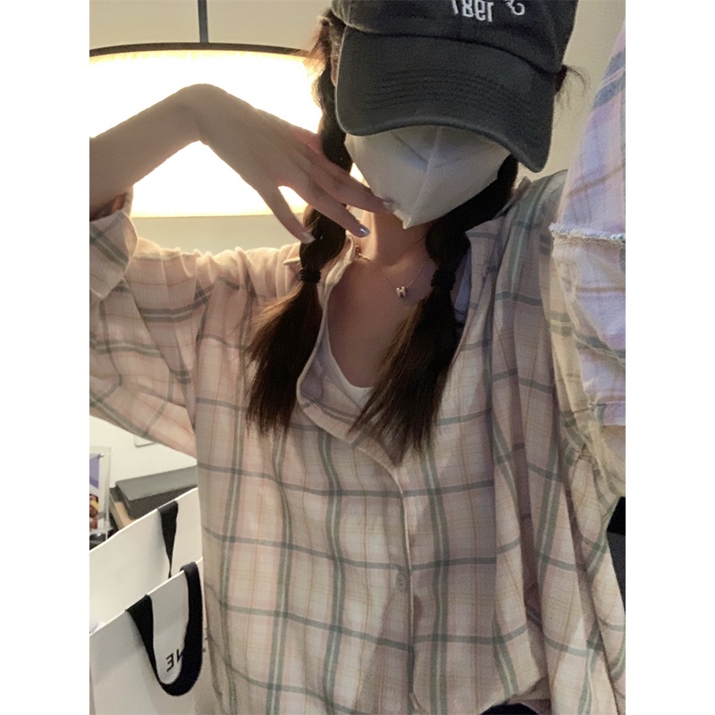 Áo sơ mi SUXI dài tay chống nắng họa tiết sọc caro thiết kế mới thời trang mùa xuân dành cho nữ