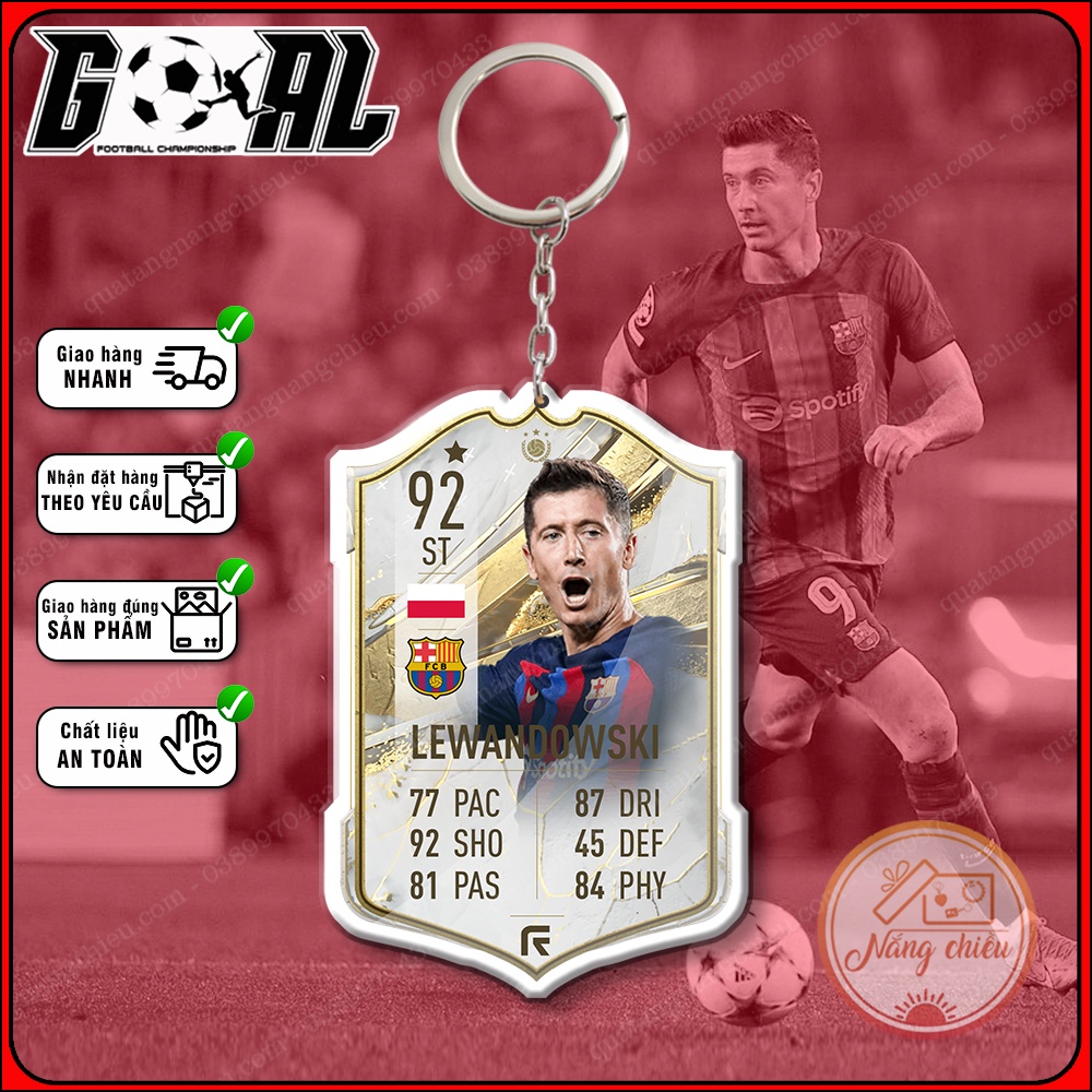 Móc khóa cầu thủ Lewandowski-phụ kiện treo balo túi xách cao cấp-chân sút xuất sắc yêu thích nhất Barcelona[4059-4072]