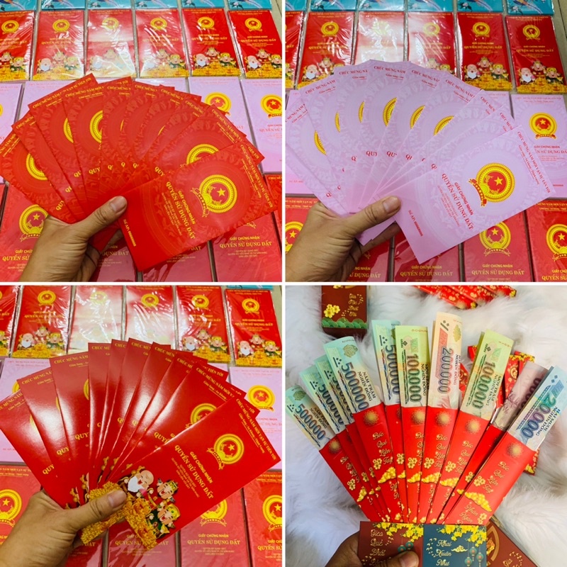 combo 30 bao lì xì sổ đỏ + bộ quẻ 30 que tha hồ ra dẻ đón tết vui vẽ