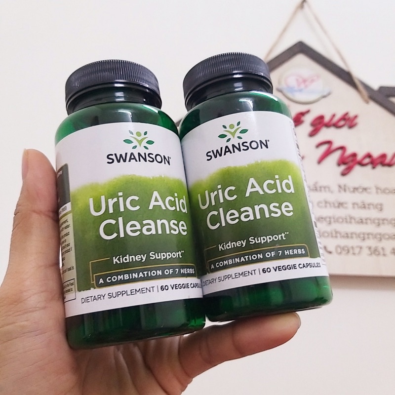 Viên uống đào thải giảm đau Gút Swanson Uric Acid Cleanse Của Mỹ lọ 60 Viên