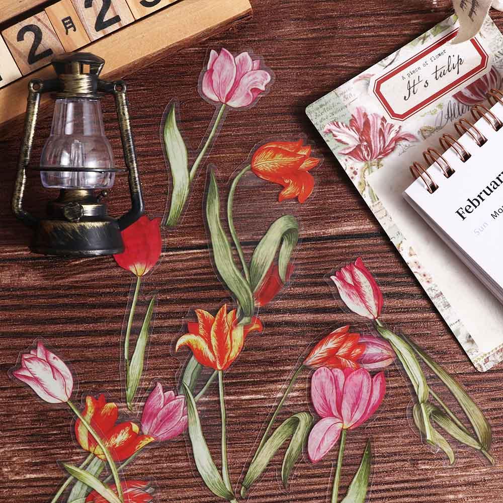 Miếng Dán PET Chống Thấm Nước Họa Tiết Hoa Trang Trí Sổ Tay DIY