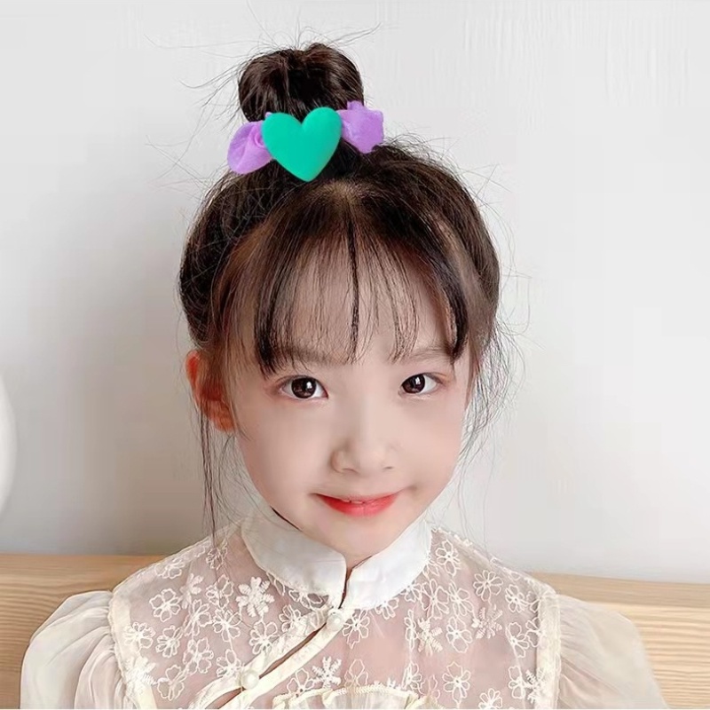 Dây Cột Tóc Ba Chiều Bản Lớn Hình Trái Tim Ba Chiều Dễ Thương Cho Bé Gái
