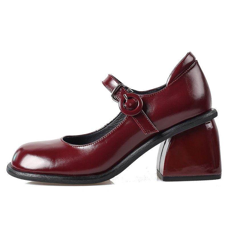 【EVEANOBQY】Giày Cao Gót Mary Jane Mũi Tròn Đế Dày Phong Cách Thời Trang Retro Pháp 2023