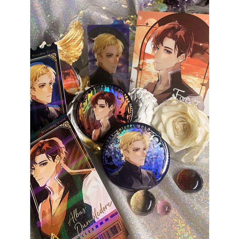 Fantastic Beasts and Where to Find Them GGAD Grindelwald Dumbledore thẻ vuông thẻ trong suốt cuống vé Badge