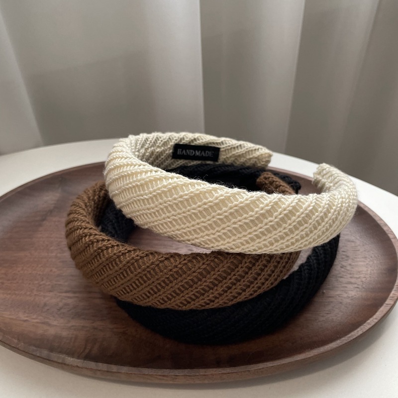 Băng Đô Len Co Giãn Màu Trơn Phong Cách Retro Thời Trang Cho Nữ CR1