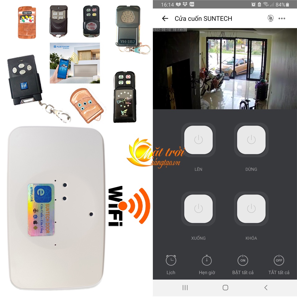 Bộ phát sóng điều khiển cửa cuốn bằng điện thoại Wifi Ewelink MTST