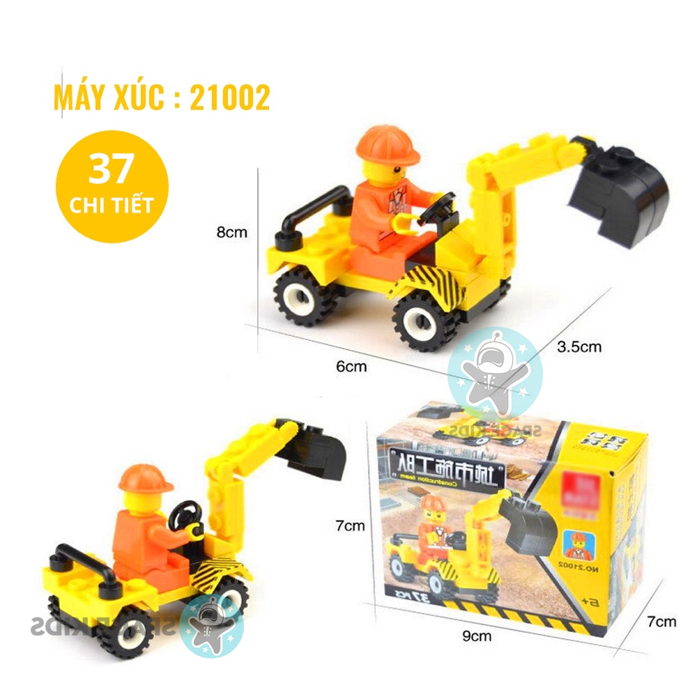 Đồ chơi lắp ráp mô hình 3d xe cẩu, xe công trường xây dựng từ 35 đến 38 chi tiết Space Kids