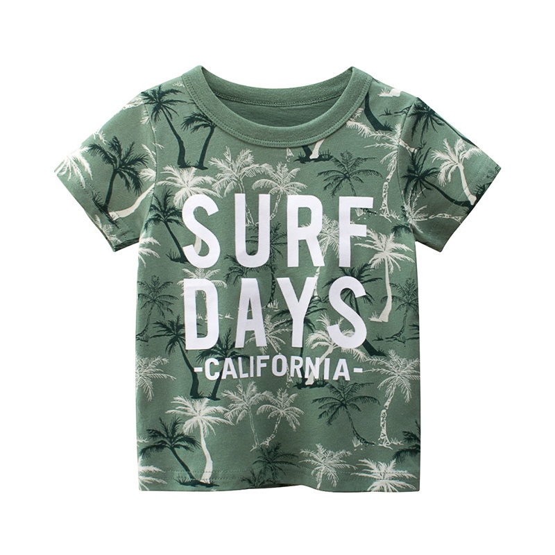 [THOMAS KIDS] Áo Thun Cotton Tay Ngắn Cổ Tròn In Hình Cá Mập Hoạt Hình Dành Cho Trẻ Em 2-8 Tuổi