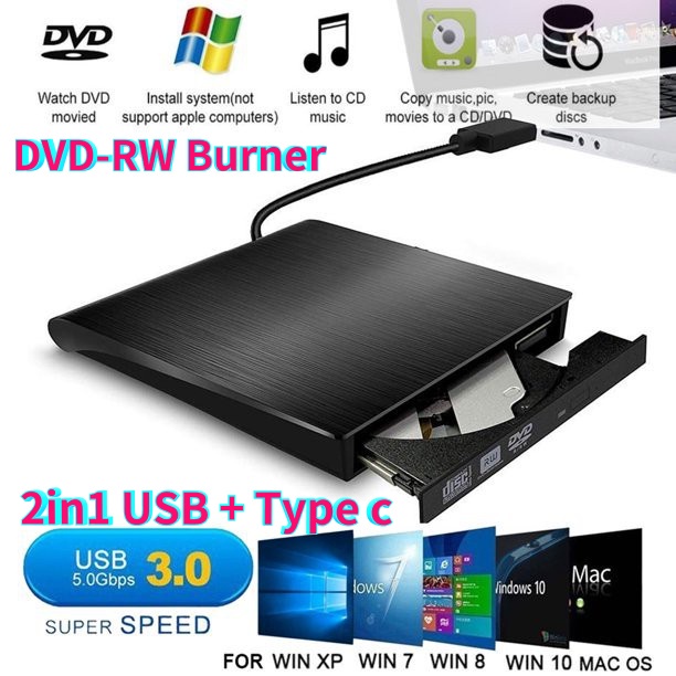 Phiên bản nâng cấp 2/1 Đọc ổ đĩa DVD thông qua đĩa DVD được cài đặt bên ngoài cổng USB 3.0 cho máy tính xách tay, PC,